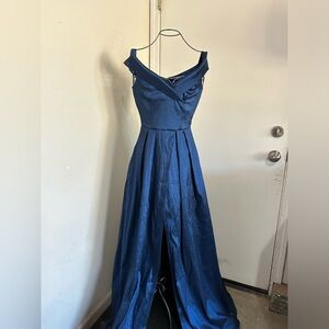 Navy blue off shoulder dress